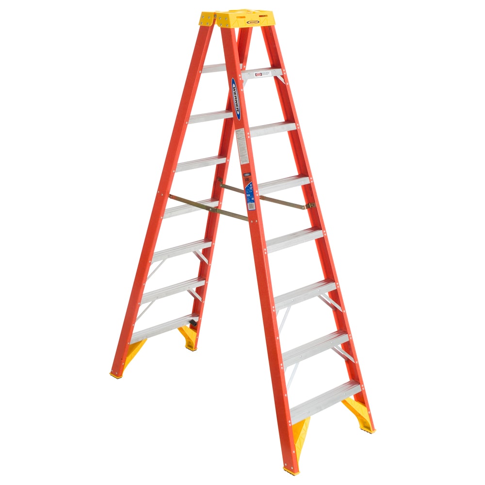 Werner T6200 8-ft Fiberglass Type 1A-300-lb Load Capacity Twin Step Ladder T6208