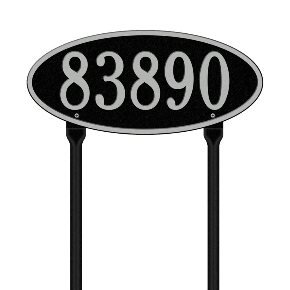 Whitehall 7-3/4-in H x 17-1/2-in W Black/Silver Aluminum Address Plaque 4013BS