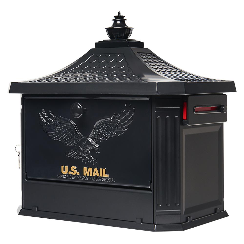 Architectural Mailboxes Post Mount Black Metal Large Lockable Mailbox HM200BAM
