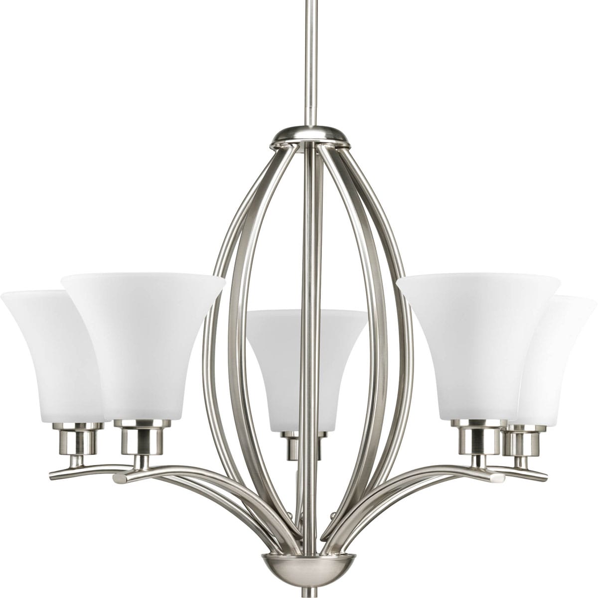 Progress Lighting Joy 5 -Light Brushed Nickel Traditional For Use in Bedrooms, Dining Rooms, Foyers, Kitchens, Living Rooms Chandelier 1160511