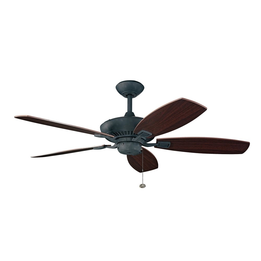 Kichler Canfield 52-in Distressed Black with Walnut/American Walnut Blades Ceiling Fan Light Kit Compatible ( 5 -Blade ) 1254108