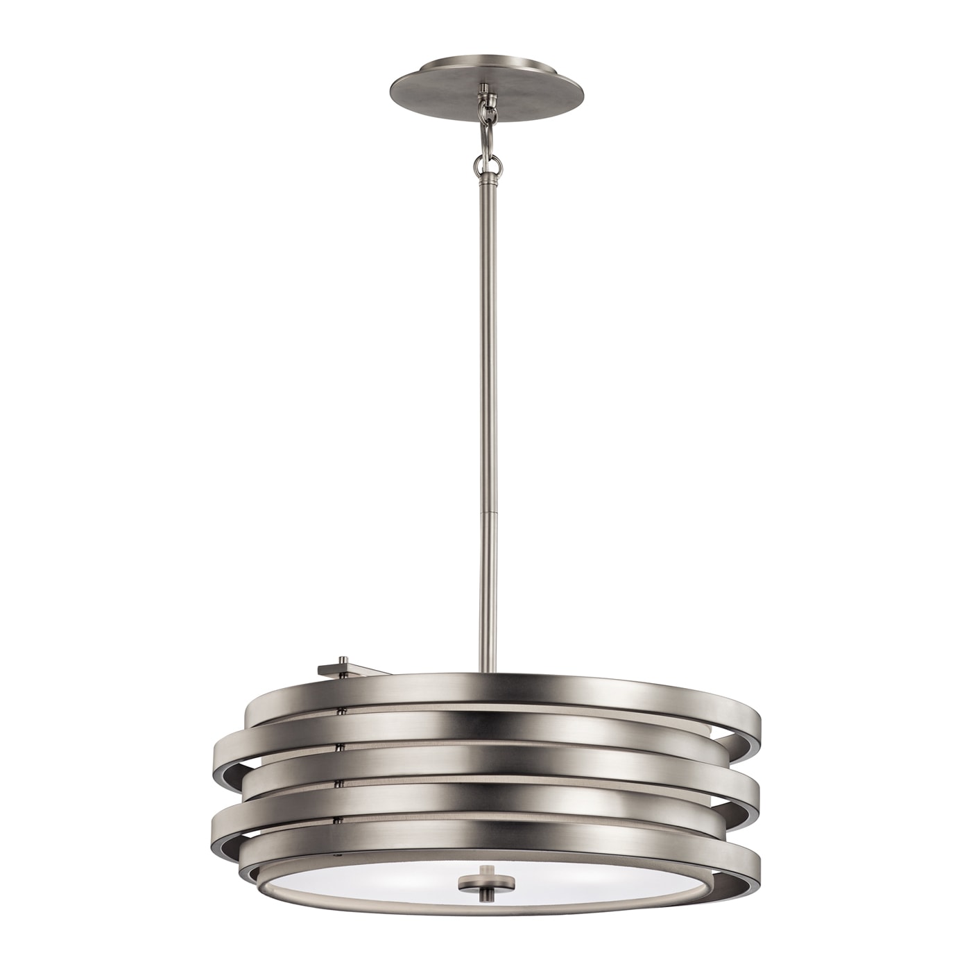 Kichler Roswell 3 -Light Brushed nickel Modern/contemporary Etched glass Geometric Medium Hanging Pendant light 1253237