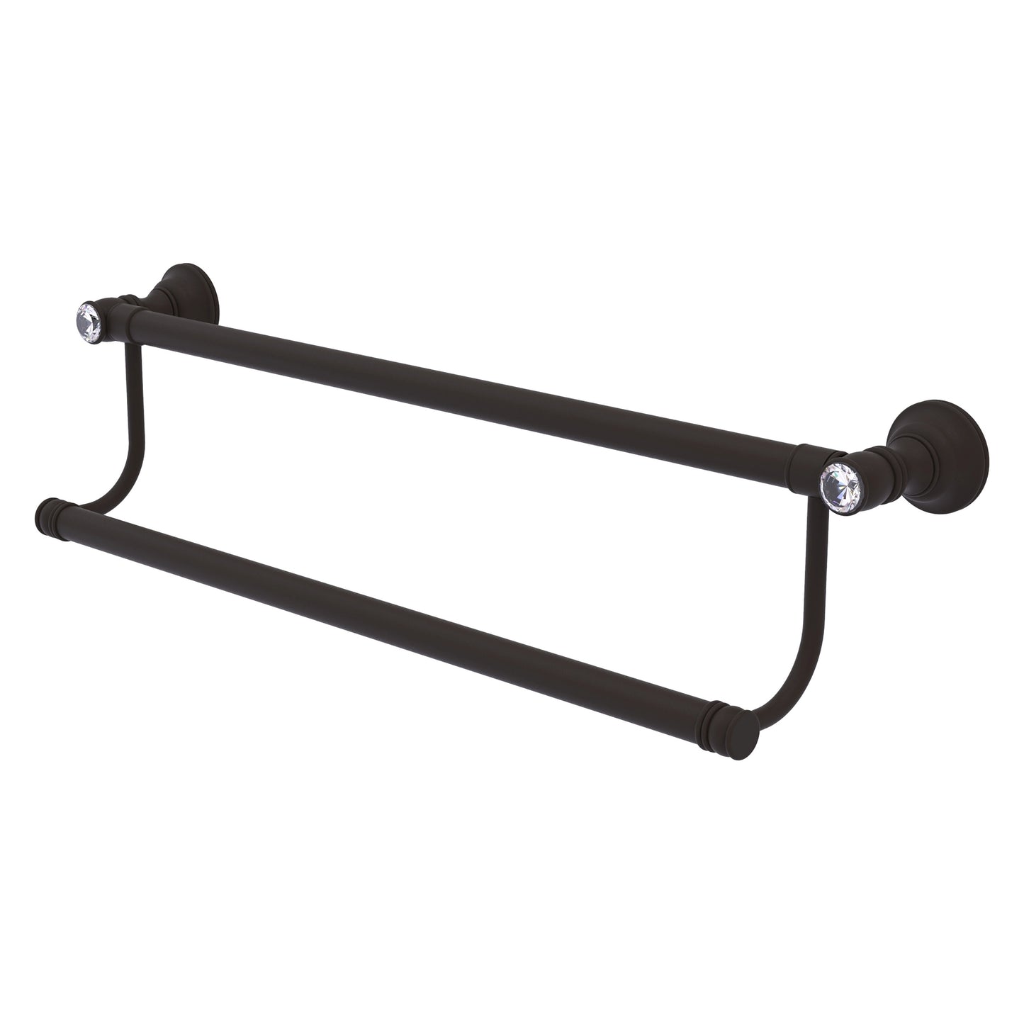 Allied Brass Carolina Crystal 30-in double Oil Rubbed Bronze Wall mount Double Towel Bar