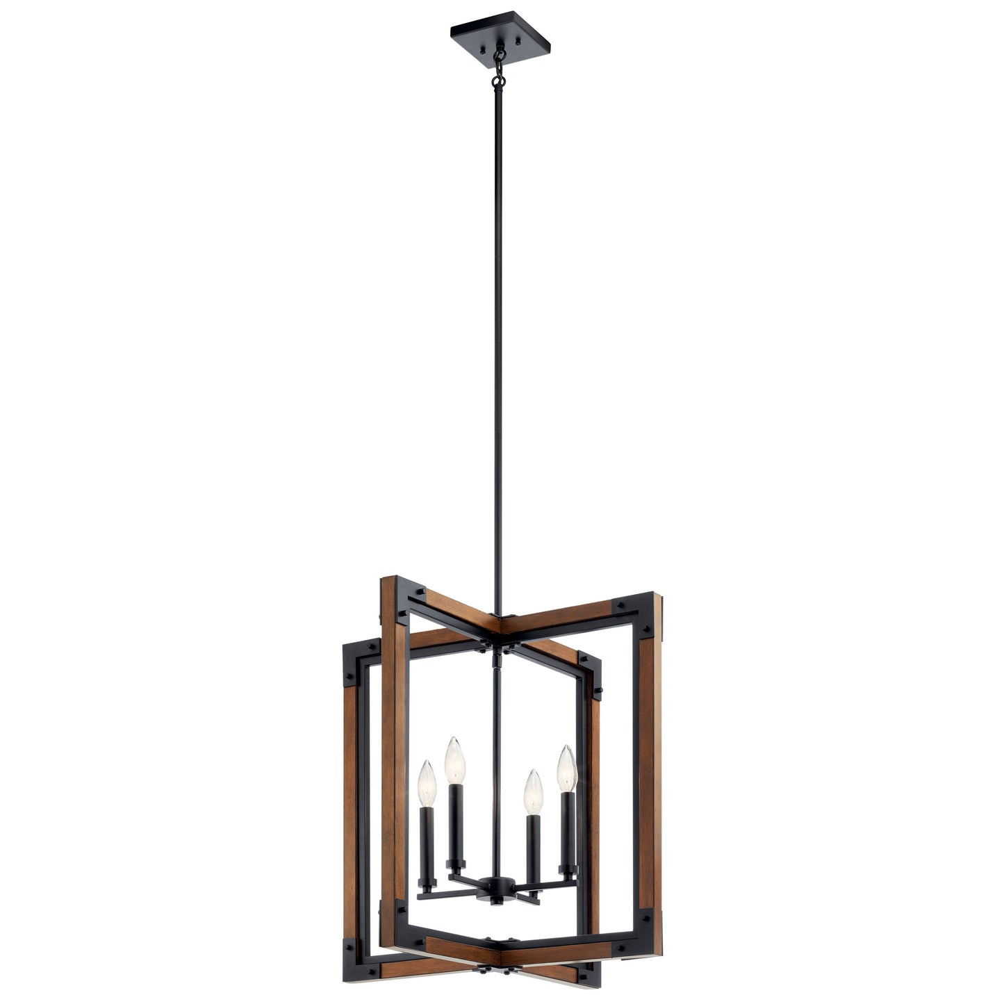 Kichler Marimount 4 -Light Auburn Stained Rustic Geometric Medium Hanging Pendant light 1477200