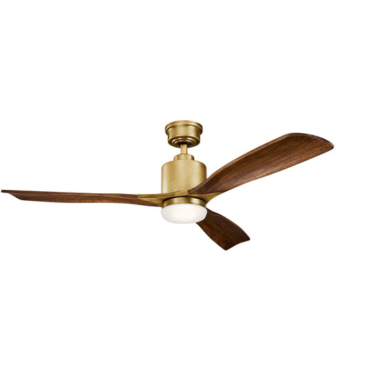 Kichler Ridley II 52-in Integrated LED Natural Brass with Cherry Blades Ceiling Fan With Light ( 3 -Blade ) 1695004