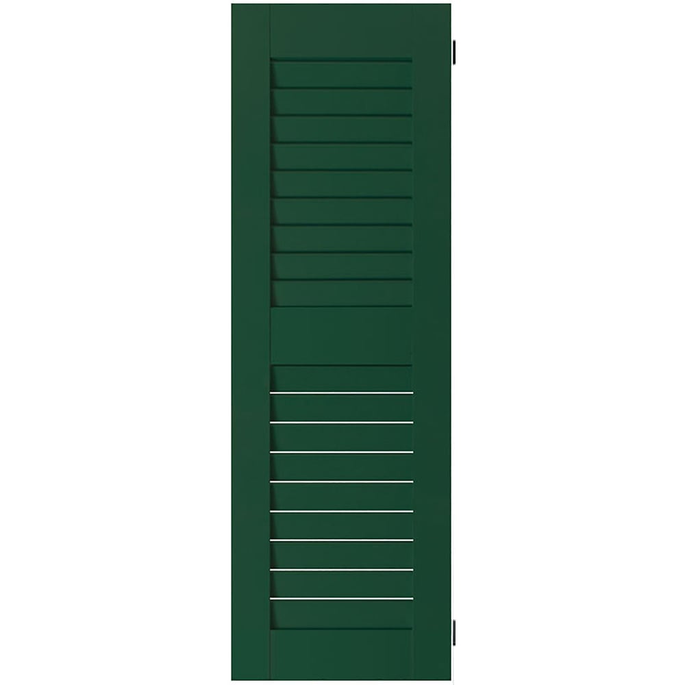 Ekena Millwork 12-in W x 59-in H Chrome Green Louvered Wood Exterior Shutters ( 2 -Pack )
