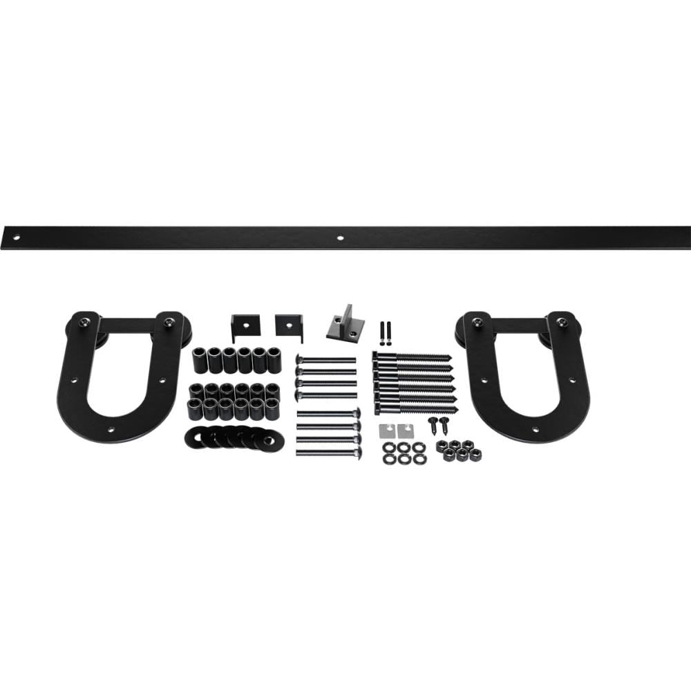 Goldberg Brothers 64-in Black Indoor Horseshoe Single Double Barn door hardware kit