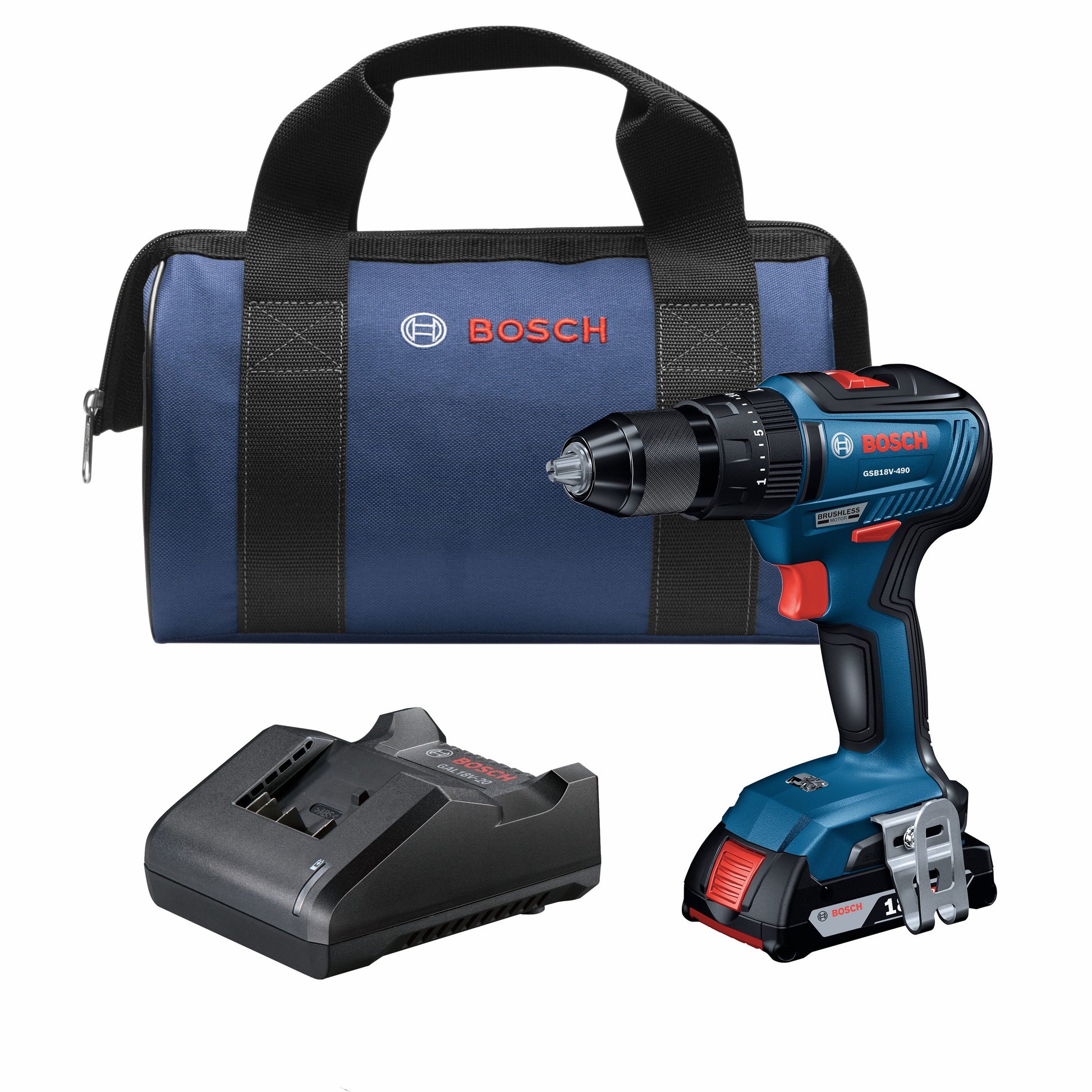Bosch 1/2-in 18-volt Variable Speed Brushless Cordless Hammer Drill (1-Battery Included) GSB18V-490B12