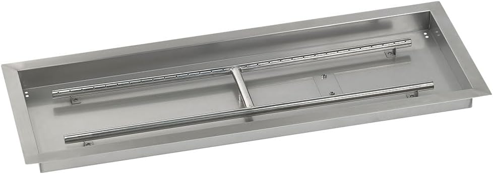 American Fireglass Stainless Steel Drop-in Rectangular Fire Pit Pan and Burner \u2013Durable, Easy Install and Removal, Even Burn \u2013 Must Have for Fire Glass Display, 36\u201D x 12\u201D