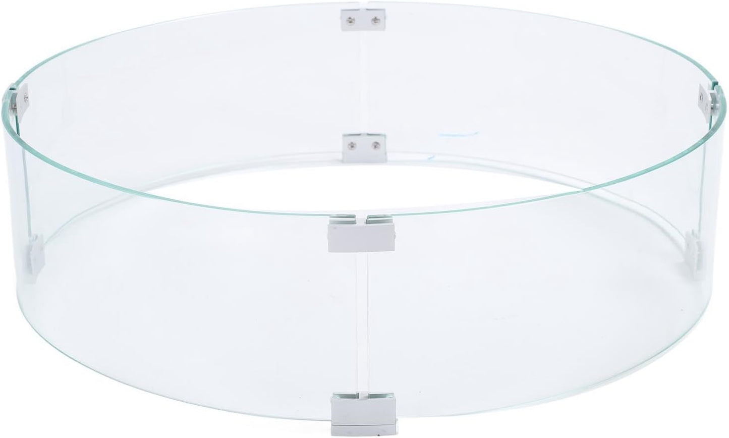 POCREATION Glass Fire Pit Wind Guard, Tempered Glass Windscreen with Aluminum Alloy Brackets, Ideal for Outdoor Fire Pits and Gatherings