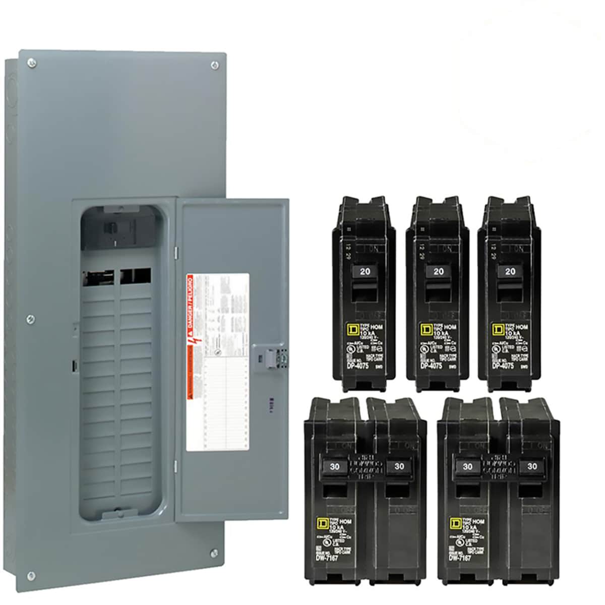 Square D Homeline 200-Amp 30-Spaces 60-Circuit Indoor Main Breaker Plug-on Neutral Load Center (Value Pack) HOM3060M200PCVP