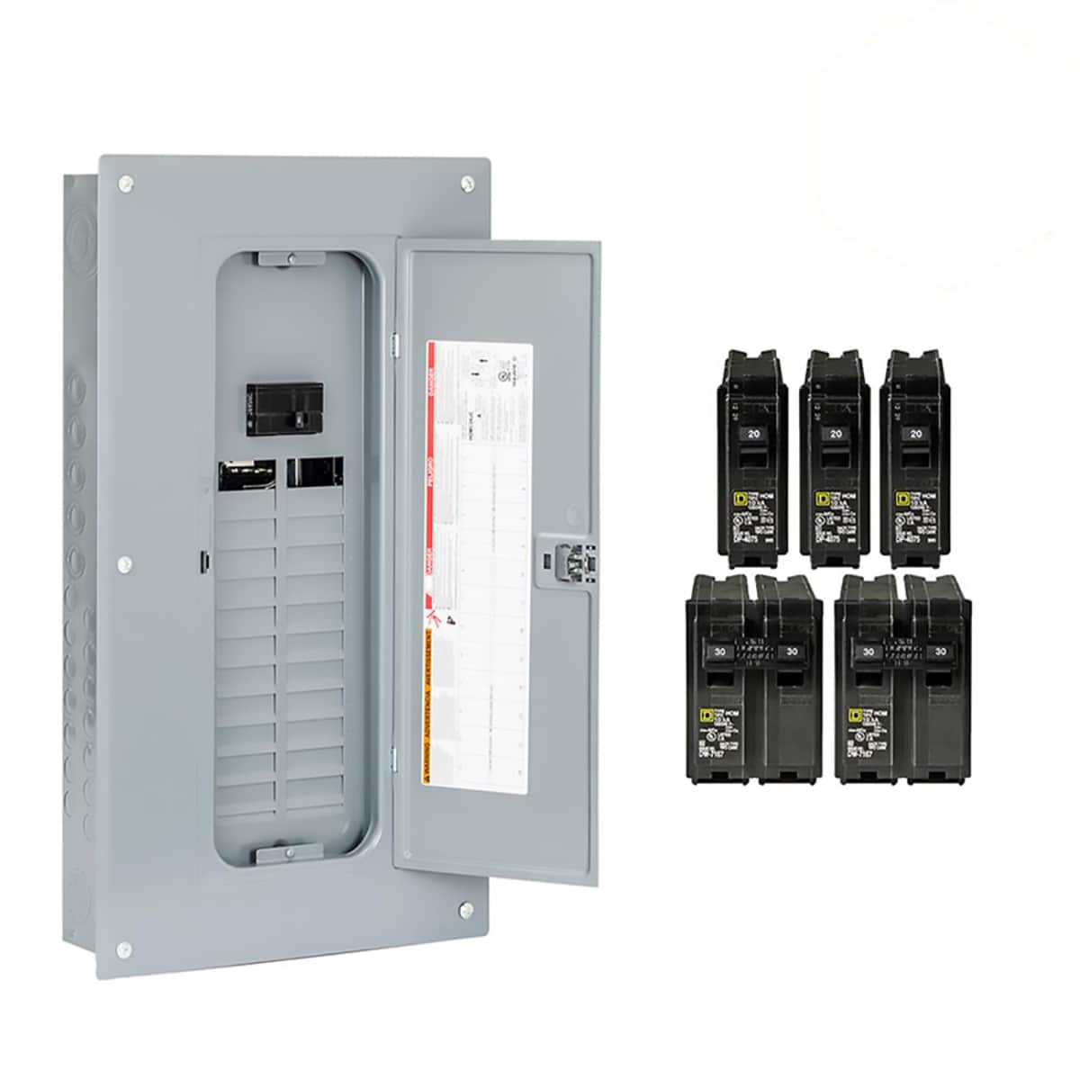 Square D Homeline 100-Amp 24-Spaces 48-Circuit Indoor Main Breaker Plug-on Neutral Load Center (Value Pack) HOM2448M100PCVP