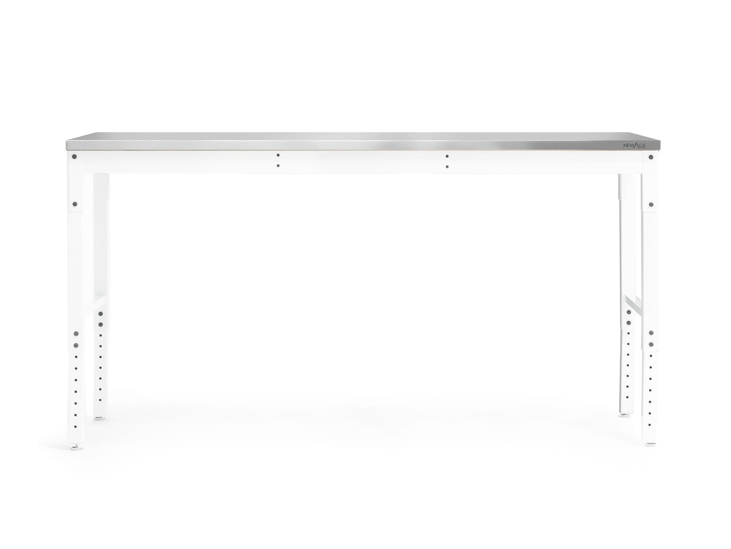 NewAge Products 72-in L x 43-in H White Stainless Steel Adjustable Height Portable Work Bench 55949