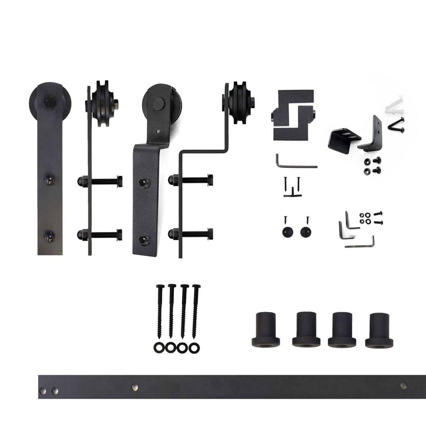 HOMACER 60-in Rustic Black Indoor I-strap Double Bypass Barn Door Hardware Kit ZT5TGH060C