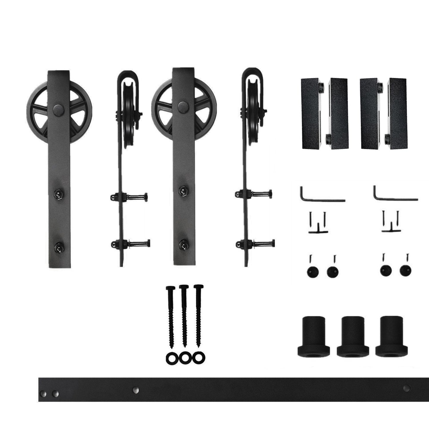 HOMACER 48-in Rustic Black Indoor Spoke Wheel Double Barn Door Kit HL2TGH048C