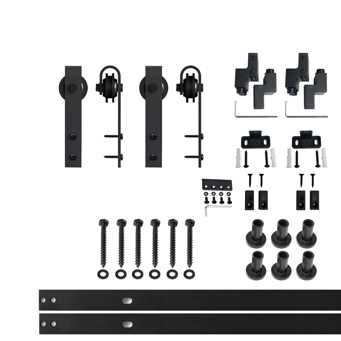 HOMACER 90-in Rustic Black Indoor J-strap Single Barn Door Hardware Kit YT2TGH090M