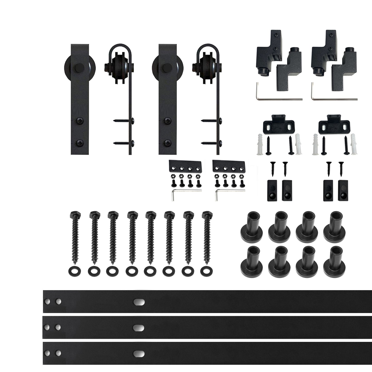 HOMACER 114-in Rustic Black Indoor J-strap Single Barn Door Hardware Kit YT2TGH114M