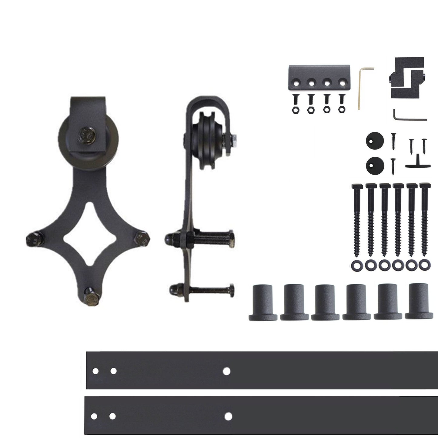 HOMACER 108-in Rustic Black Indoor Diamond Single Barn Door Hardware Kit LX1TGH108C
