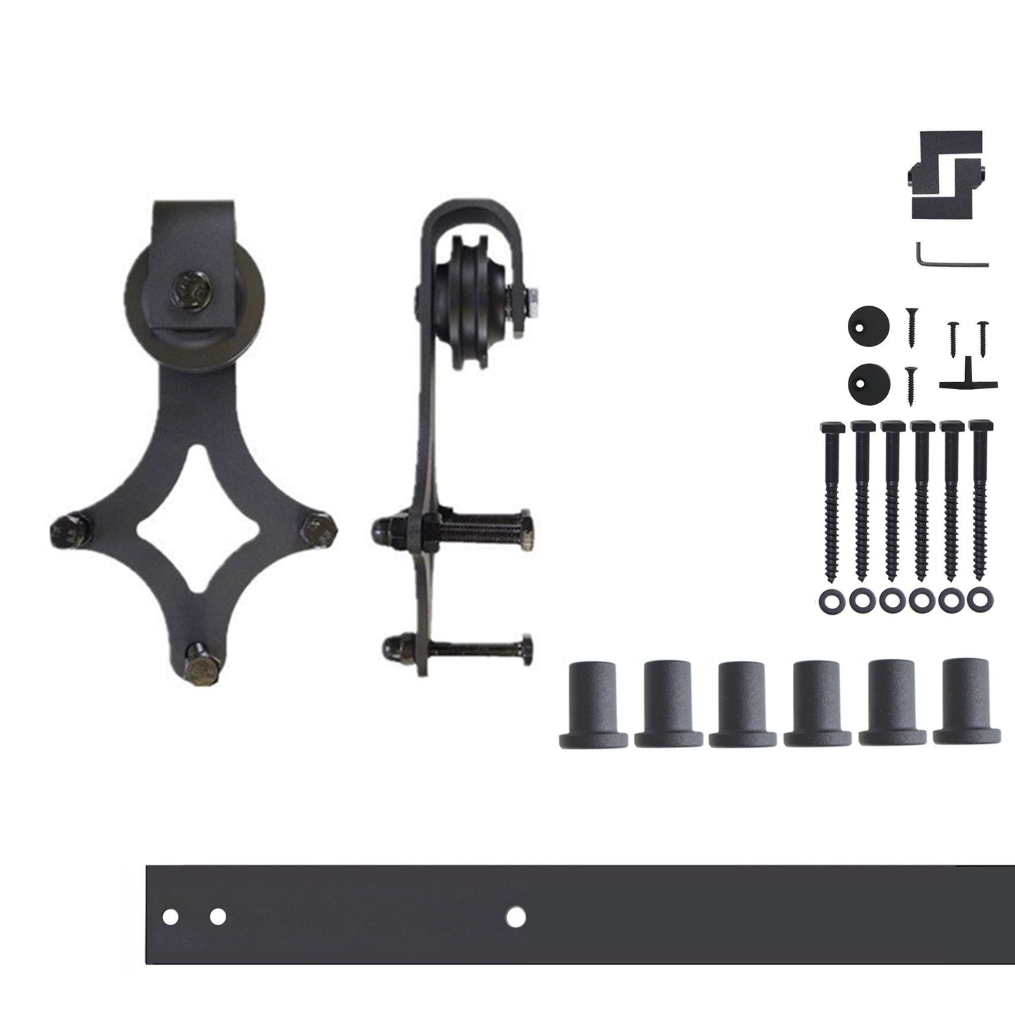 HOMACER 96-in Rustic Black Indoor Diamond Single Barn Door Kit LX1TGH096C