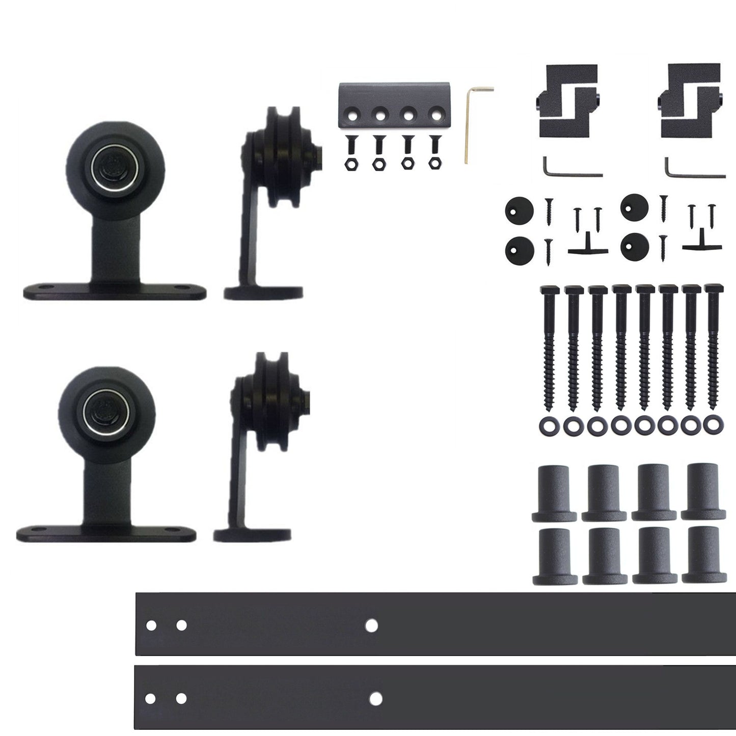HOMACER 120-in Rustic Black Indoor Top Mount Double Barn Door Hardware Kit DZ2TGH120C