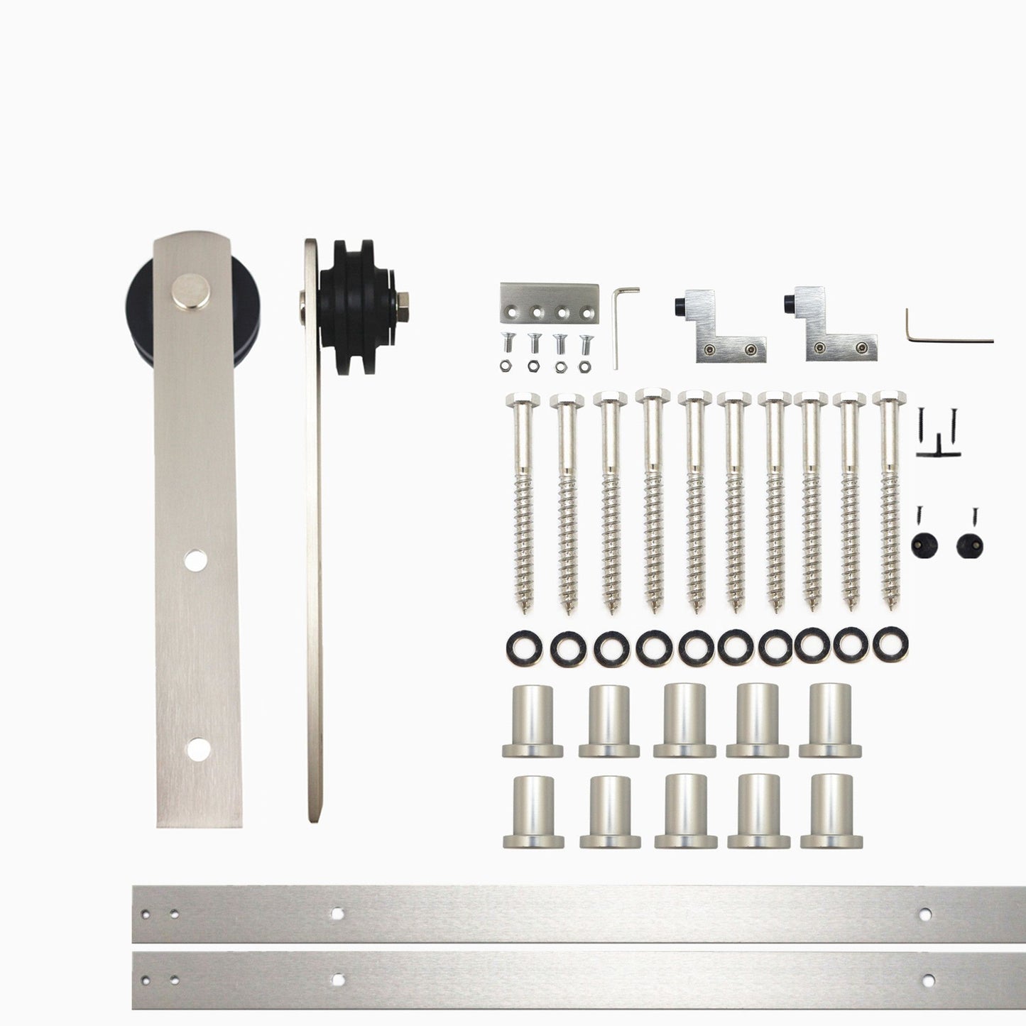 HOMACER 156-in Brushed Nickel Indoor I-strap Single Barn Door Hardware Kit ZT1DNZ156C
