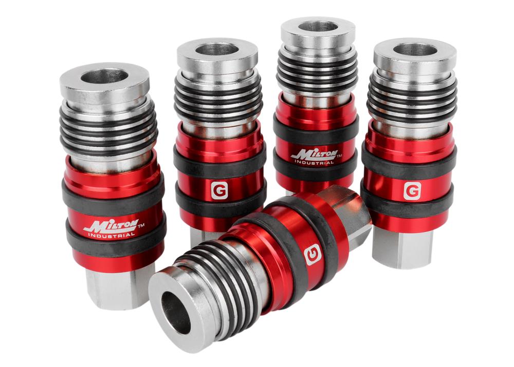 Milton 2 In ONE Universal Safety Exhaust Coupler and #8211; 1/2-in FNPT x 1/2-in Body Flow- BX 20 1773