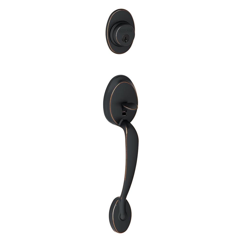 Schlage F Series Aged Bronze Single Deadbolt Entry Door Exterior Handle F58PLY716