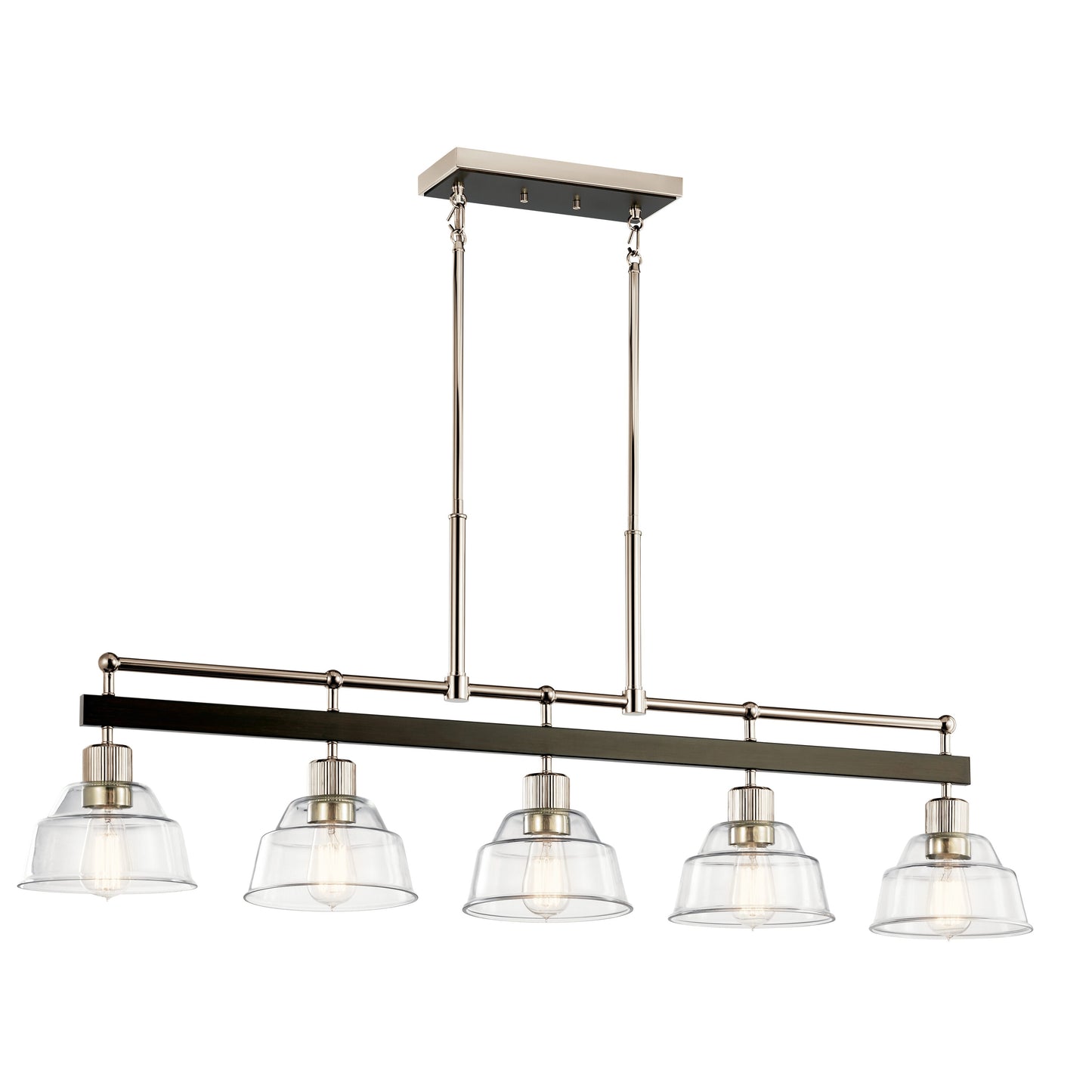 Kichler Eastmont 5 -Light Polished Nickel Industrial For Use in Bedrooms, Dining Rooms, Foyers, Kitchens, Living Rooms Chandelier 4663013