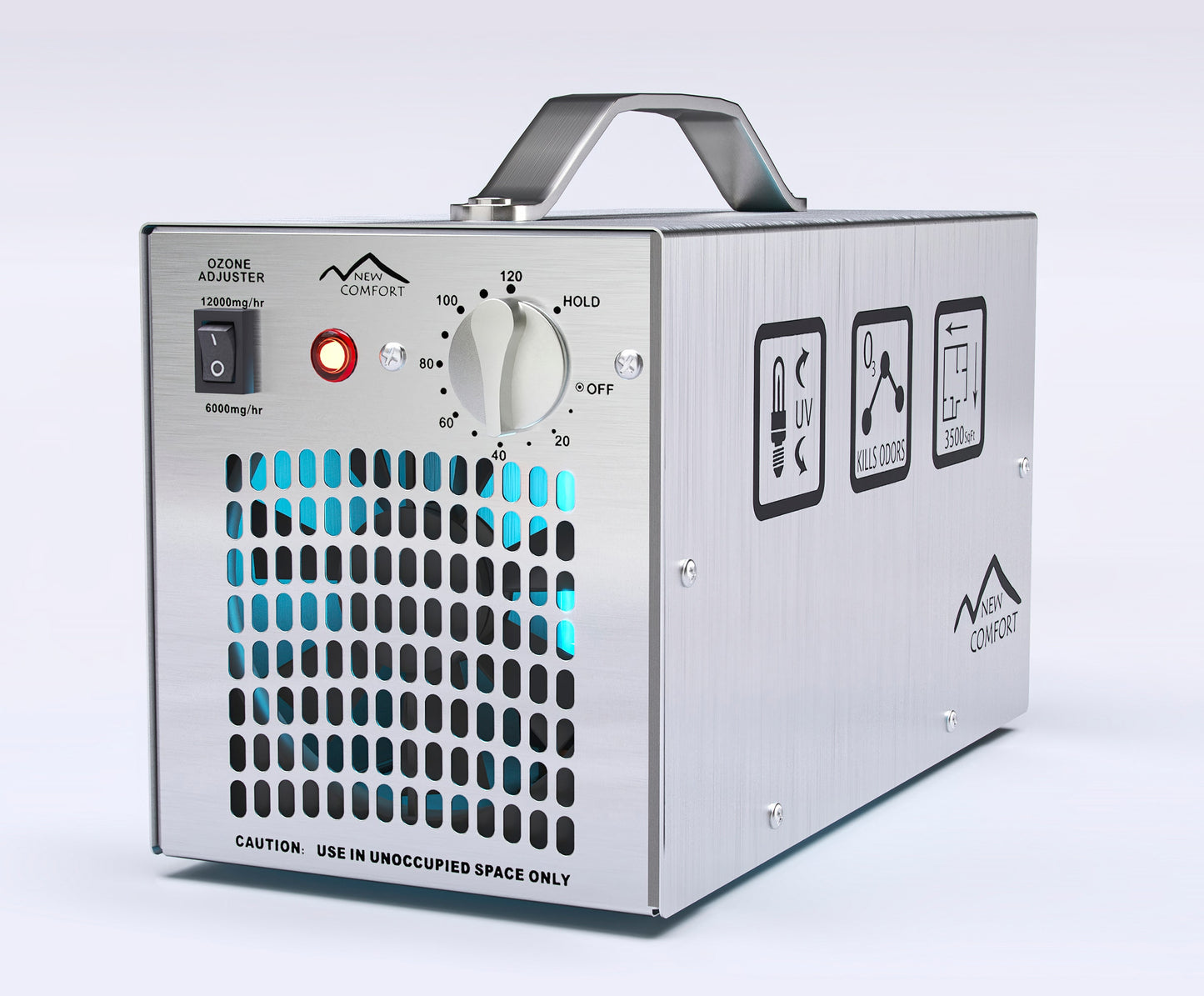New Comfort Ozone Generator 1 -Speed Silver Non-HEPA and UV Air Purifier (Covers: 6000-sq ft )