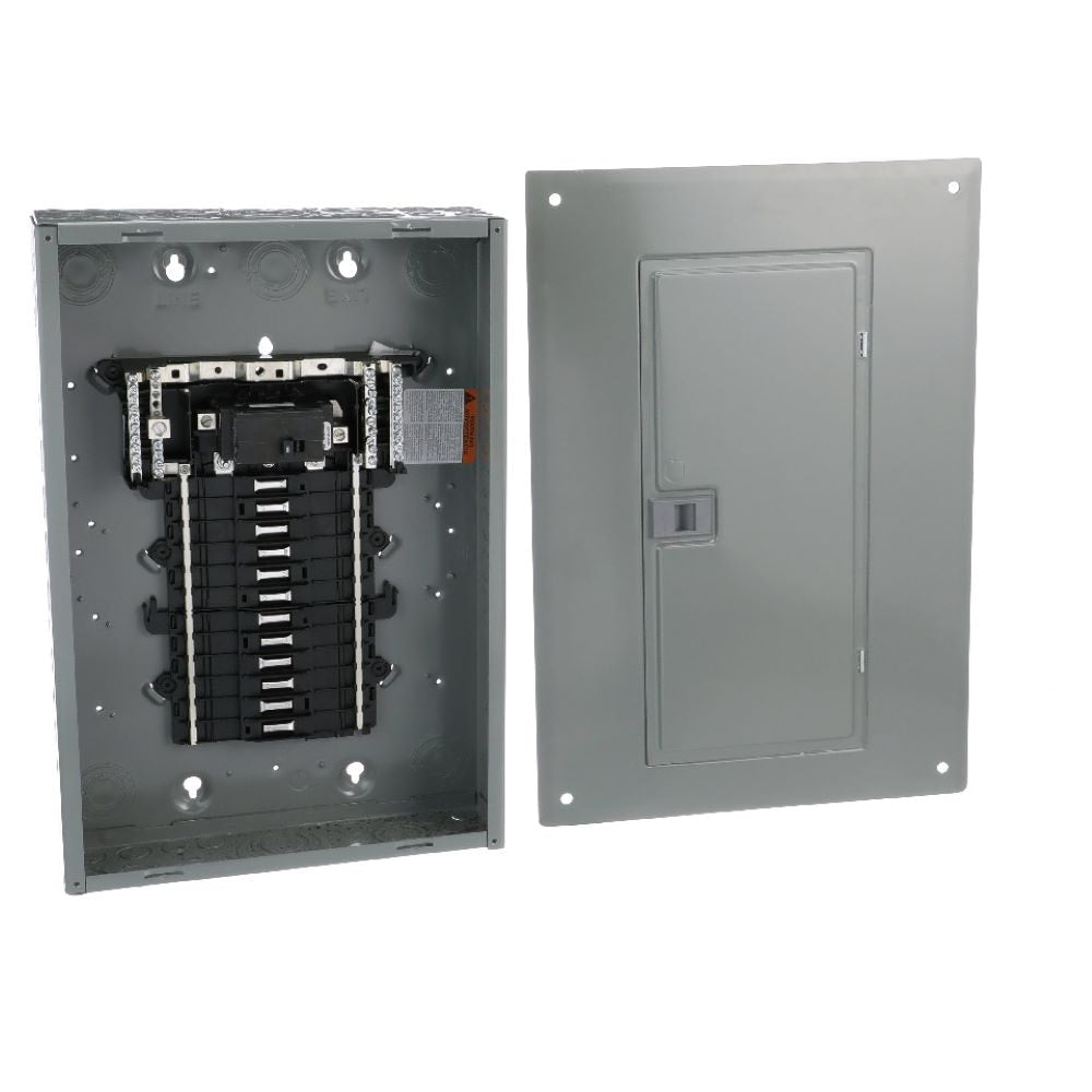Square D QO 100-Amp 24-Spaces 24-Circuit Indoor Convertible Main Breaker Panel Plug-on Neutral Load Center (Value Pack) QO24M100PCVP