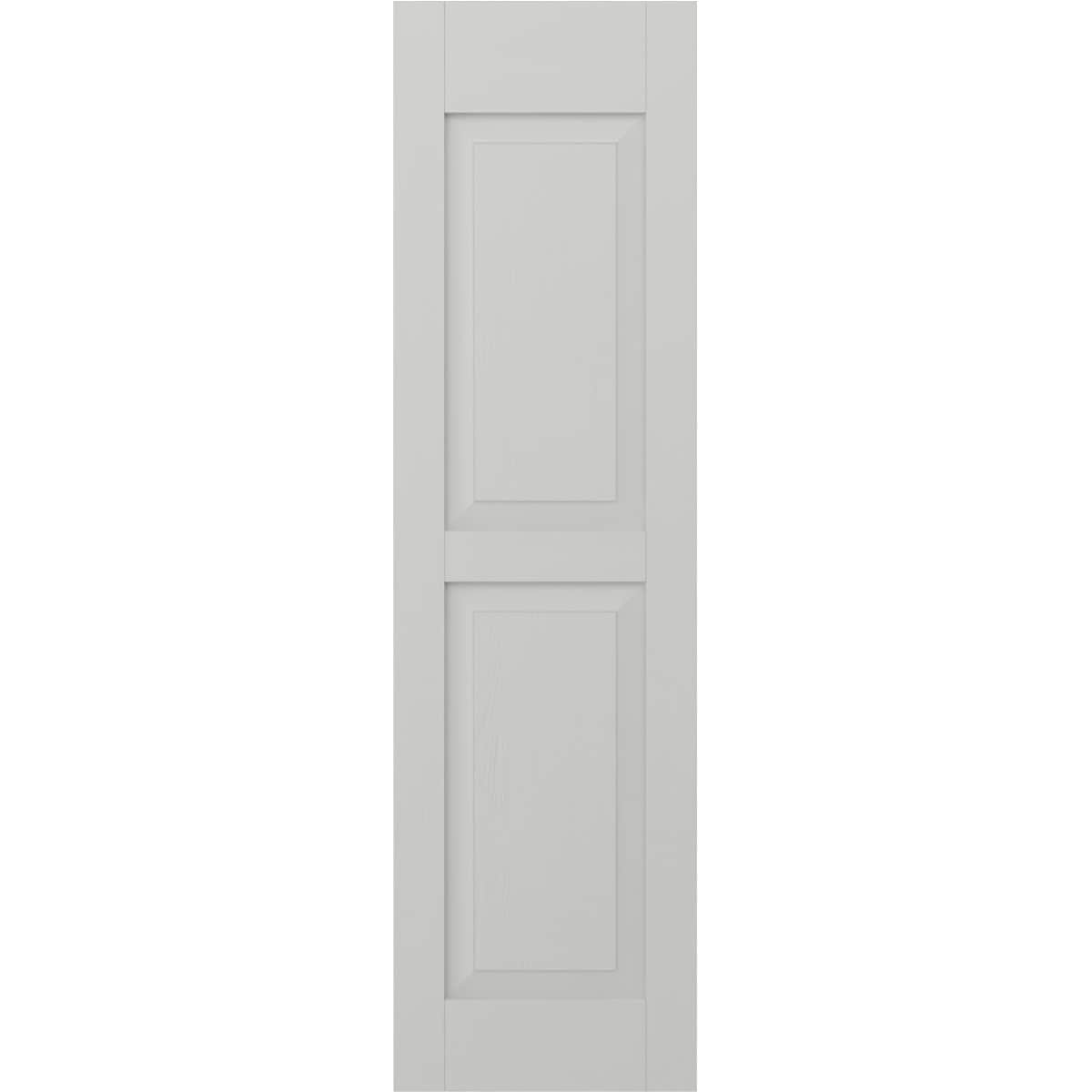 Ekena Millwork 18-in W x 43-in H Hailstorm Gray Raised panel Wood Exterior Shutters ( 2 -Pack )