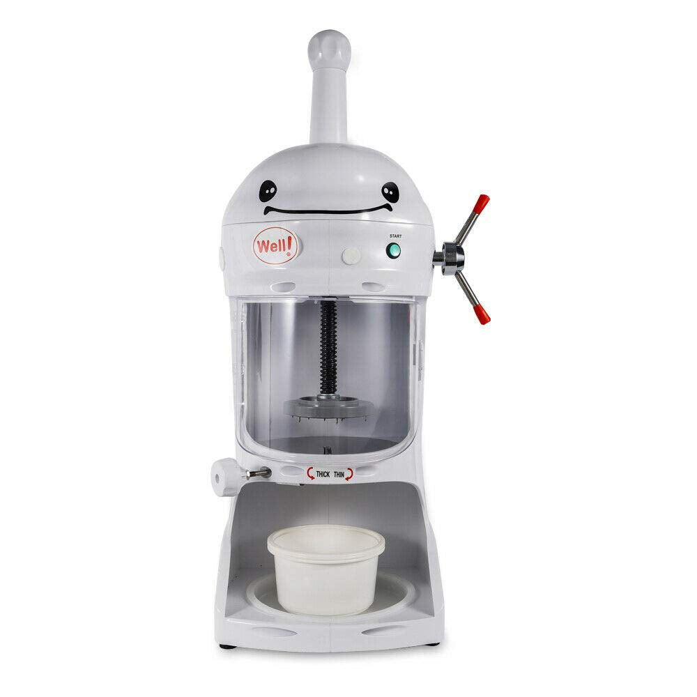 350W Commercial Ice Shaver Shaved Ice Block Machine, Electric Snow Cone Maker with Ice Bucket, Stainless Steel Electric Dual Blades Commercial Ice Crusher Shaver Snow Cone Maker Machine