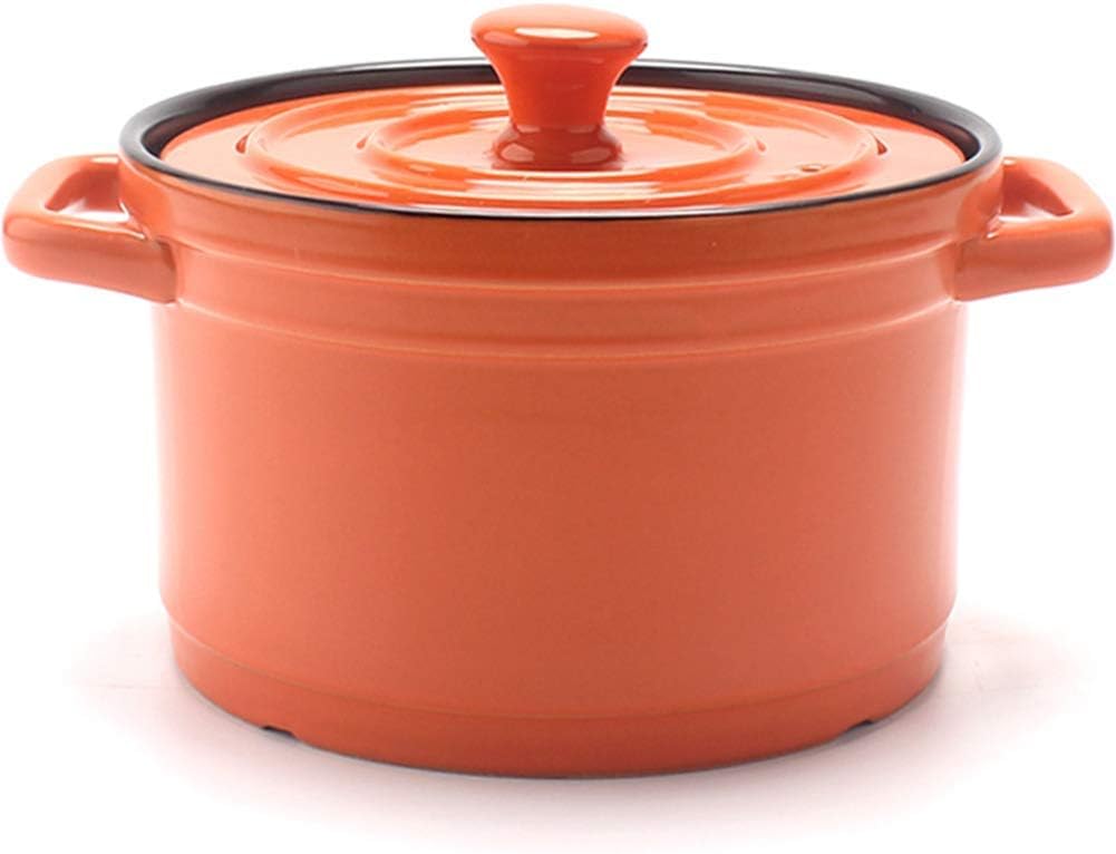 NERDOH Ceramic Casserole Dish with Lid,4l Dutch Oven Round Slow Cooking,Healthy Nonstick Ceramic Orange 4l