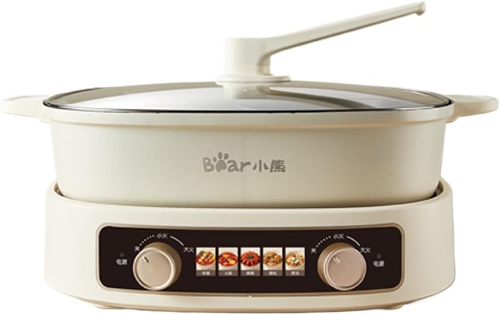 Electric Hot Pot with Dual Zone Control, 6.5L Capacity for 6-8 People, 2100W Power, White