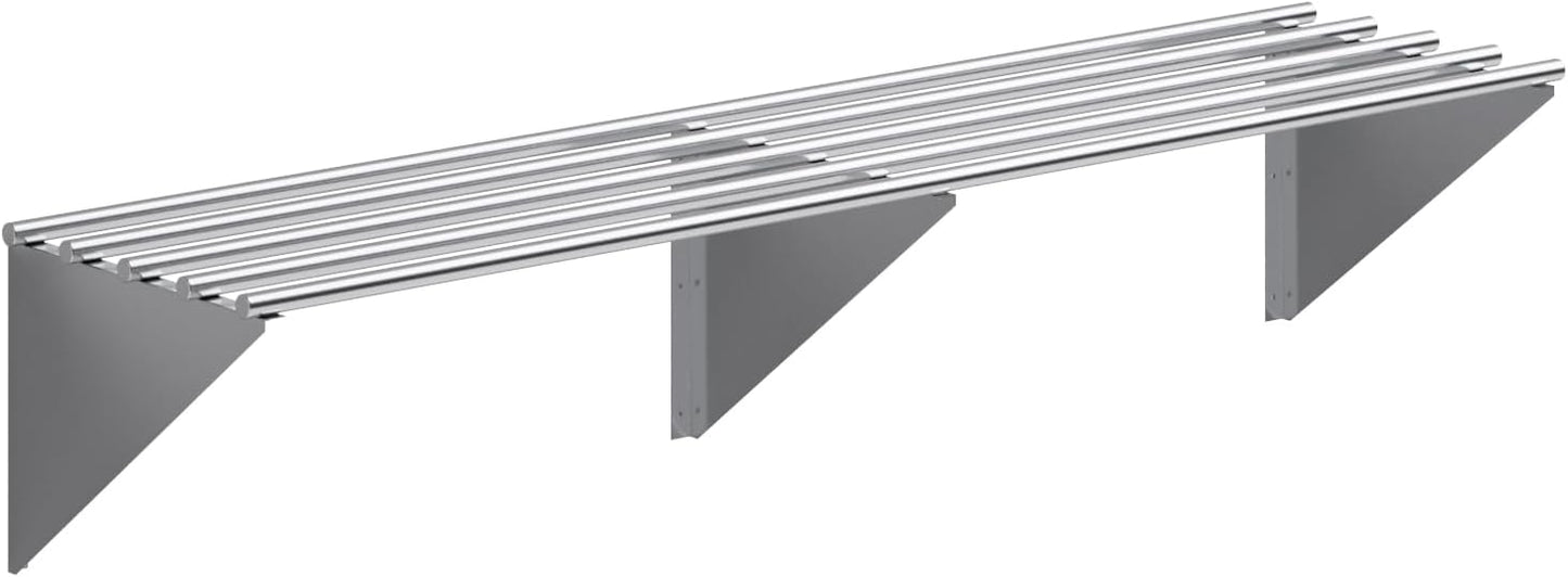 AmGood 18 in. x 72 in. NSF Stainless Steel Tubular Wall Shelf | Heavy-Duty Metal Shelving for Appliances & Equipment | Ideal for Kitchen, Restaurant, Garage, Laundry, Utility Room