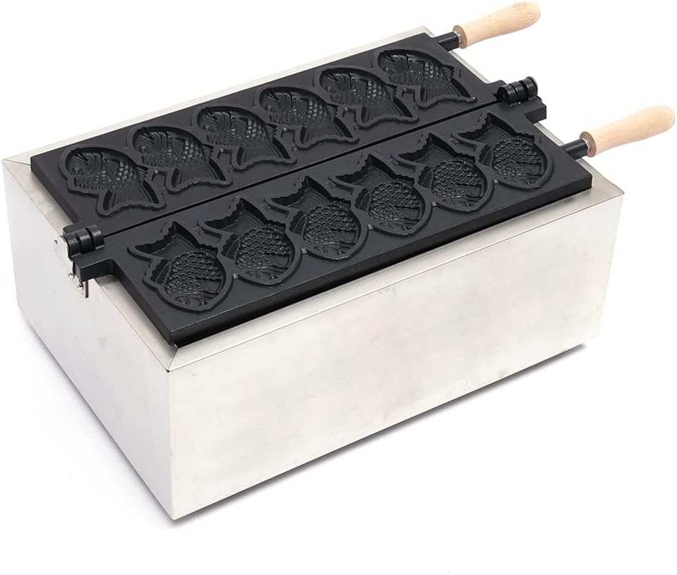 3000W Stainless Steel Fish Waffle Maker Machine,Commercial Taiyaki Waffle Maker,110V Household Waffle Cone Maker,Electric Non-Stick Waffle Pancake Maker with Timer for Restaurants, Cafes