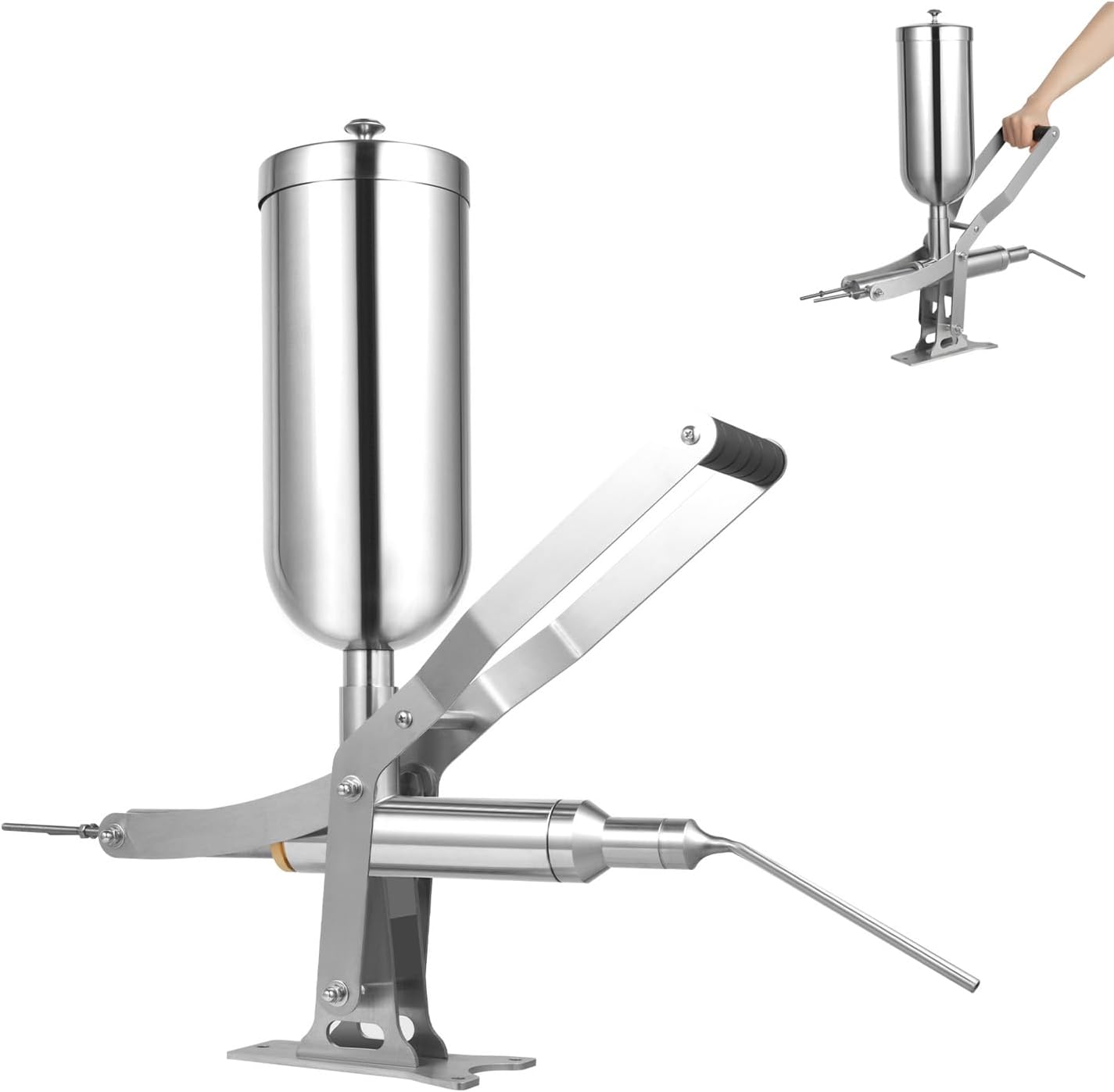 Manual Spanish Churro Filler, Commercial Manual Donut Filler, 5L Spanish Churro Maker Machine, Stainless Steel Latin Fruit Donut Filling Machine for Kitchen Restaurant