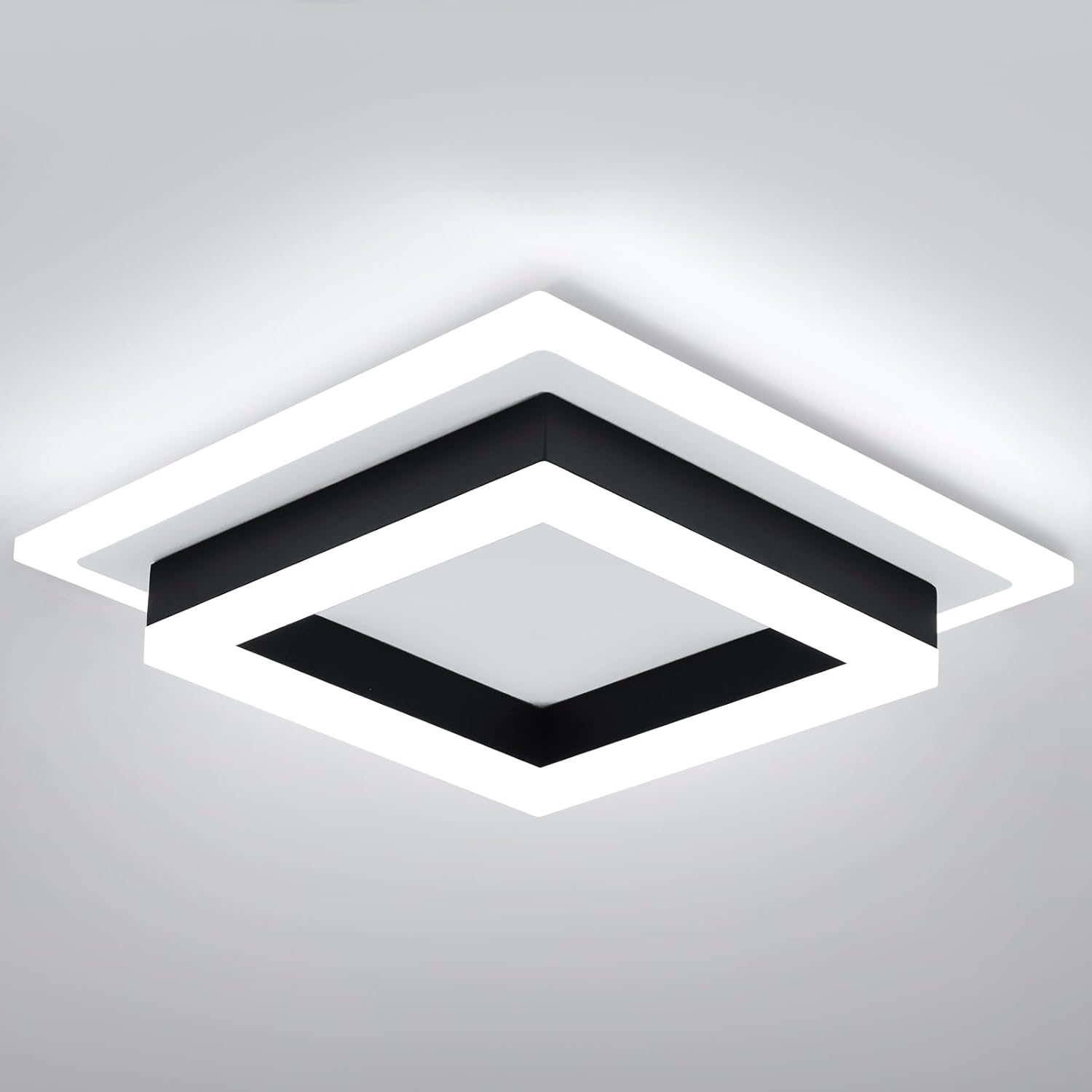 EIDISUNY 32W Modern LED Ceiling Light, Small Flush Mount Light Fixture, 6000K Cold White Ceiling Lamp, Square Hallway Lighting Fixtures for Living Room Bedroom Bathroom Kitchen (White, Cold White)