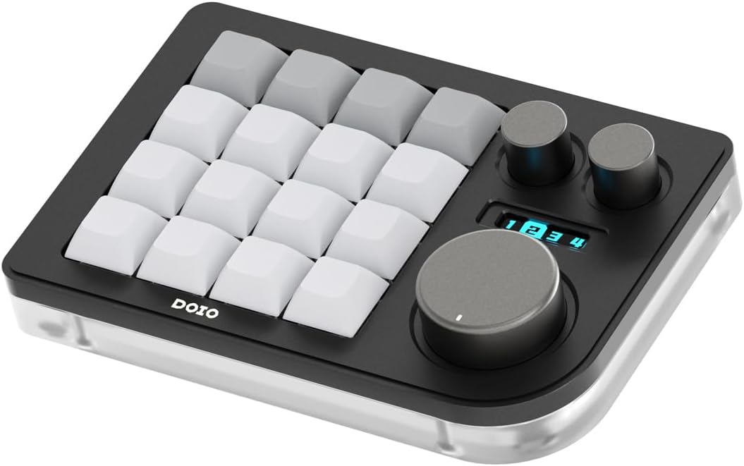 KEEBMONKEY Megalodon Triple Knob Macro Pad Programmable Designer Mini Keyboard 16 Keys (Black)