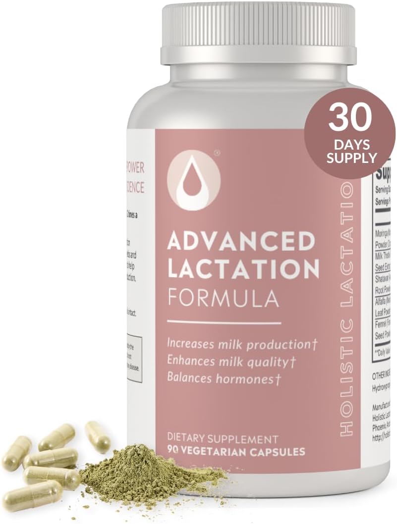 Holistic Lactation® Advanced Lactation Formula (30 Servings), Supplement to Support Milk Supply, Contains Organic Moringa and Milk Thistle Extract, Fenugreek-Free