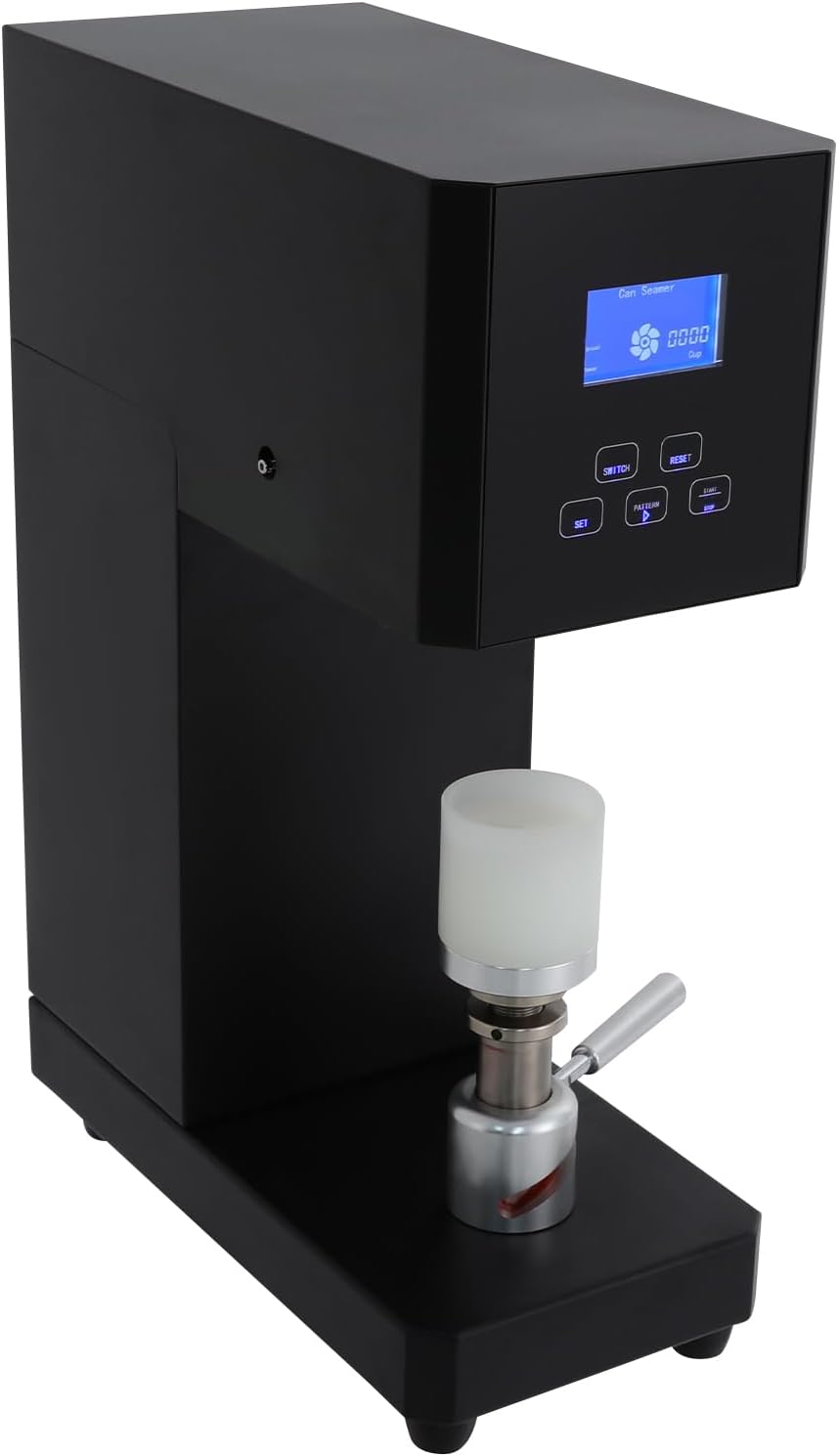 Automatic Can Sealing Machine, 370W 110V Commercial Soda Cans Sealer Glass Plastic Tin Can Cup Can Sealer with 4-6 Sec Seal Speed Max Sealable Height 6.69" Diameter 2.17" Max. Bottom Dia 2.87" (Black)