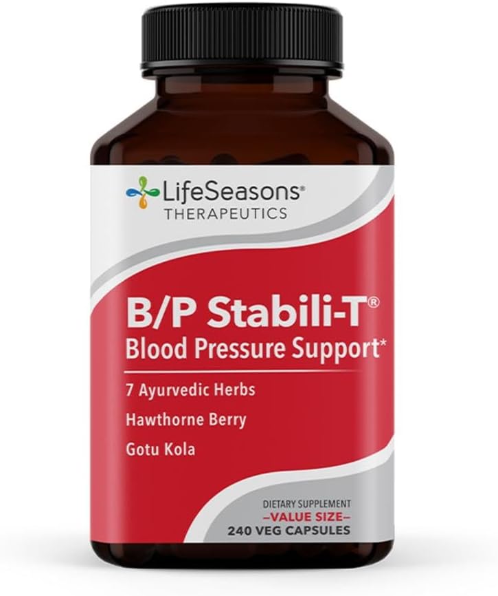 LifeSeasons B\/P Stabili-T - Blood Pressure Support - Vitamin Supplement for Healthy Heart & Circulation - Ashwagandha, Arjuna & Hawthorn Berry - 240 Capsules