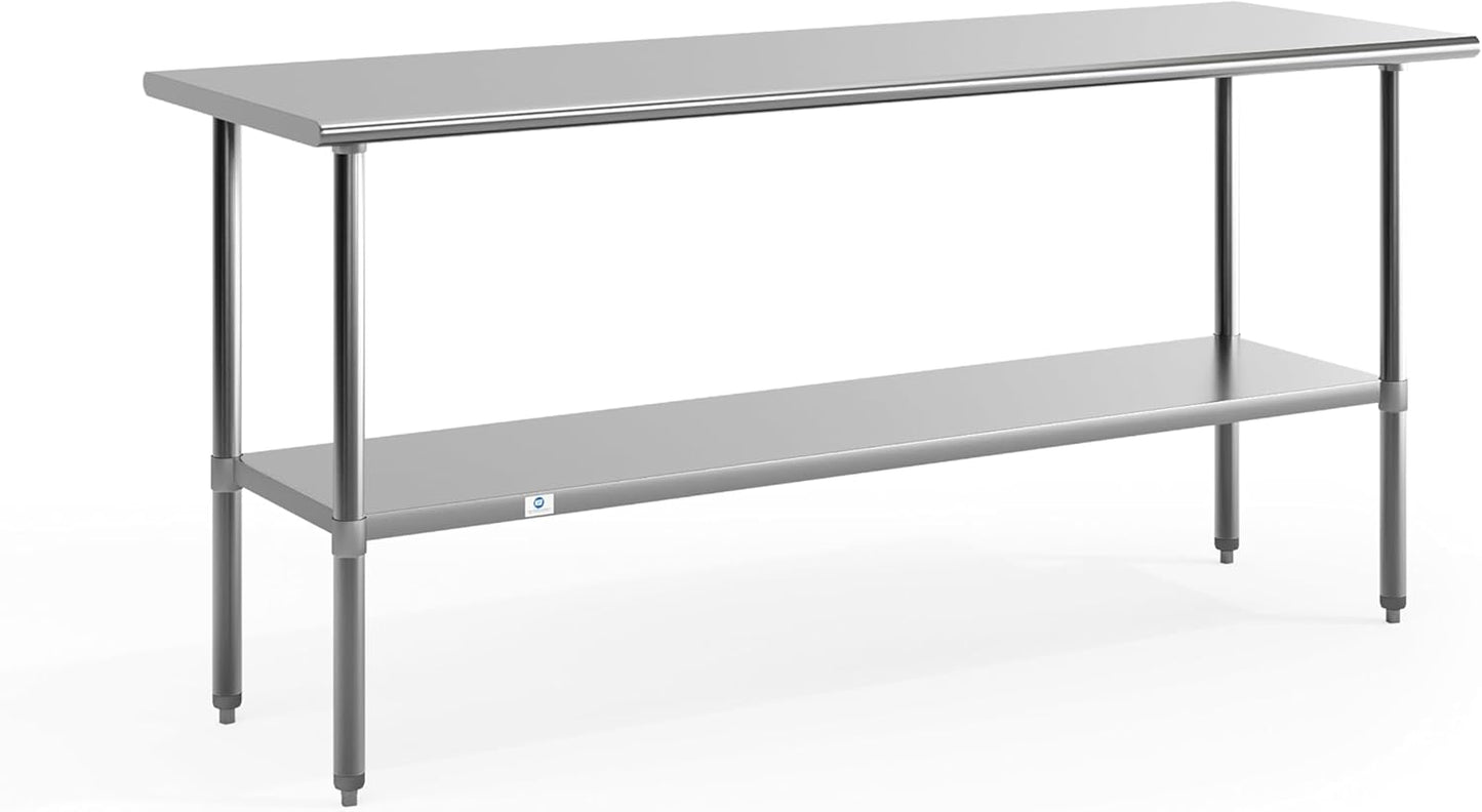 Flash Furniture Reader NSF Certified Stainless Steel Kitchen Prep and Work Table, Commercial Work Table with Undershelf Storage, Silver