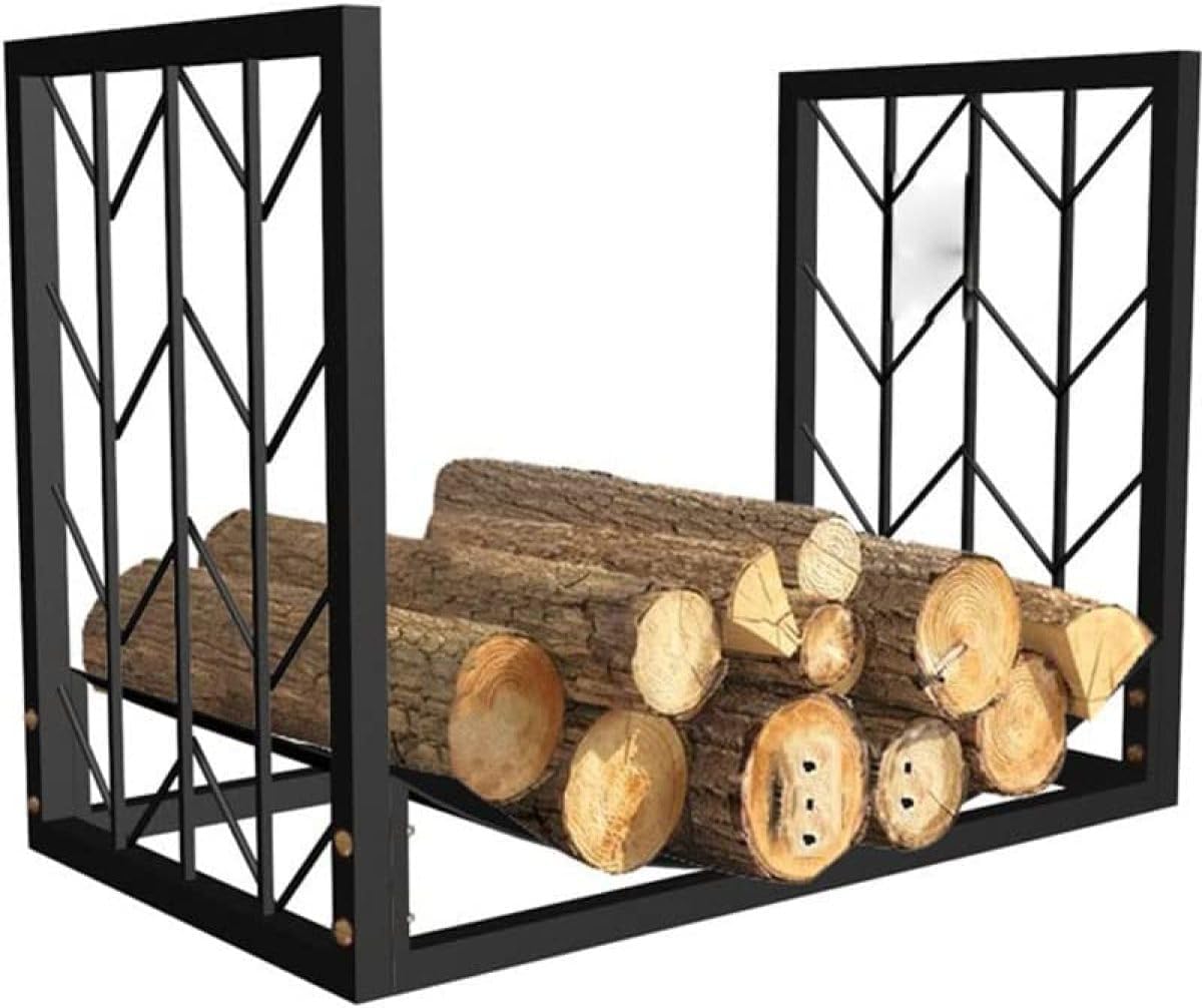Firewood Rack Grey 100x25x100 cm Solid Wood Pine, Firewood Log Rack, Firewood Storage Rack Shelf, Ventilation Metal Log Store Holder for Outdoor or Indoor Wood Stand Set