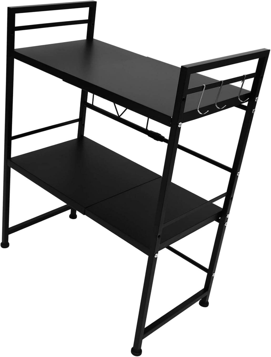 Retractable Stainless Steel Kitchen Storage Rack Double-Layer Oven Stand for Microwave and Appliances Black Tabletop Shelf with Stable Design for Home Organization