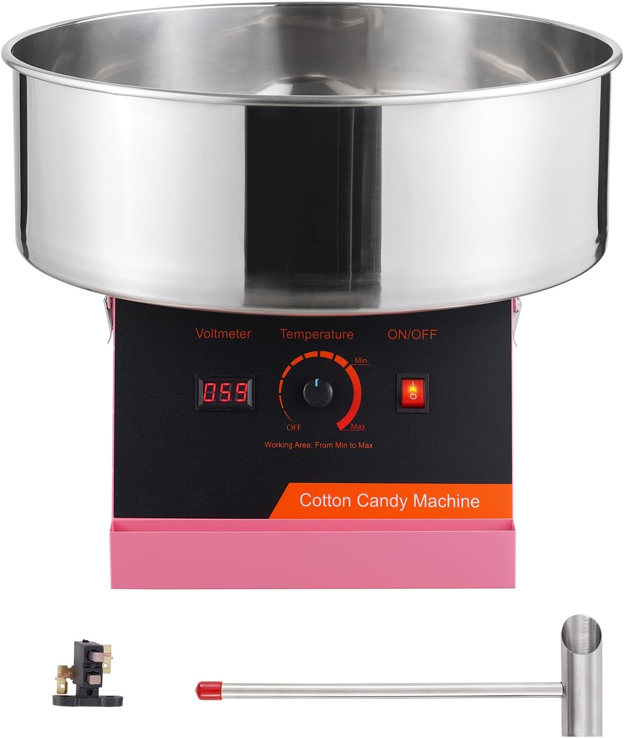 Happybuy 1000W Electric Cotton Candy Machine, Stainless Steel Bowl & Sugar Scoop, Ideal for Home Parties, Kids' Birthdays, Family Gatherings (Pink)