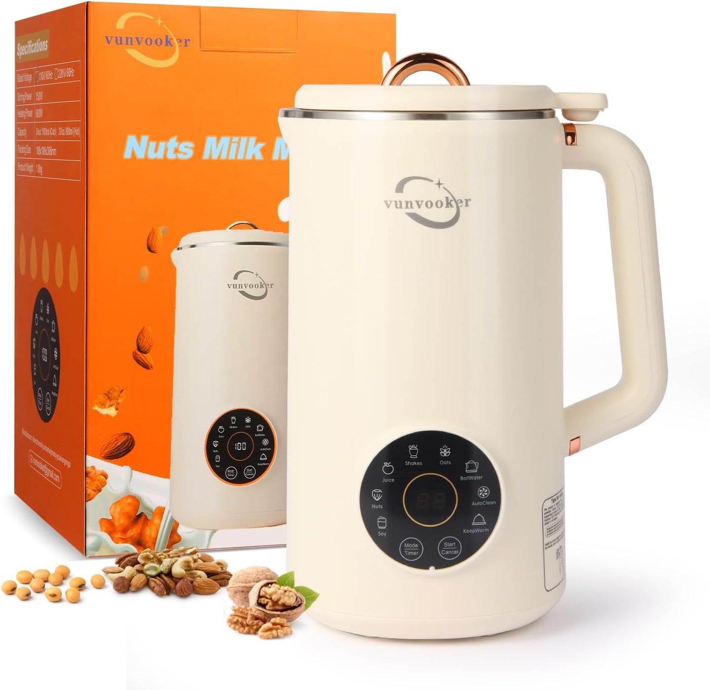Nut Milk Maker,34OZ(1000ML) Soy Milk Maker Machine,Multi Functional Automatic Homemade Plant-Based Milk Maker(Almond,Oat,Fruit,Corn Juice etc) With PreSet/AutoClean/KeepWarm/Boil Water