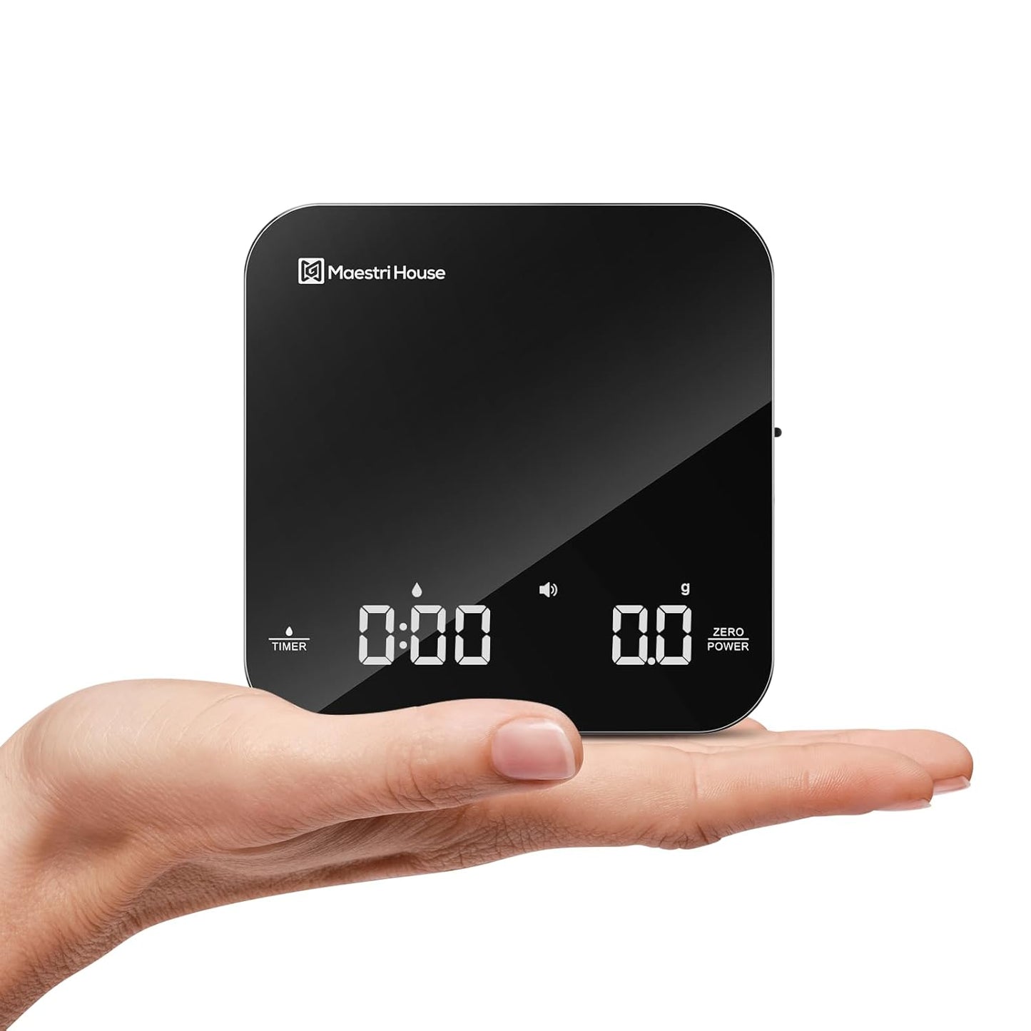 Rechargeable Mini Coffee Scale with Timer, Maestri House Espresso Scale, 2kg\/0.1g Accurate Scale for Espresso and Pour-Over Coffee, Portable Digital Kitchen Scale with Automatic Timing(Black&Silver)