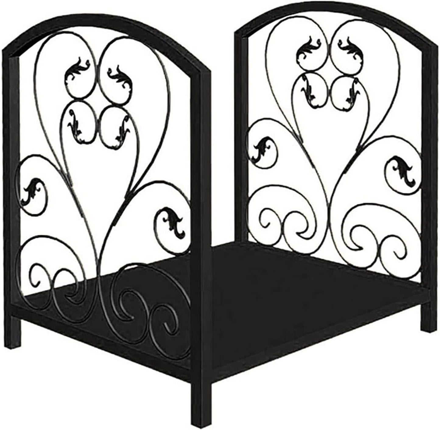 Firewood Rack Stand Outdoor Indoor Heavy Duty Fire Logs Stand, 17 Inch Small Firewood Racks Wood Stacker Storage Log Rack Holder For Fireplace Metal Lumber Storage Carrier Organizer(Black)