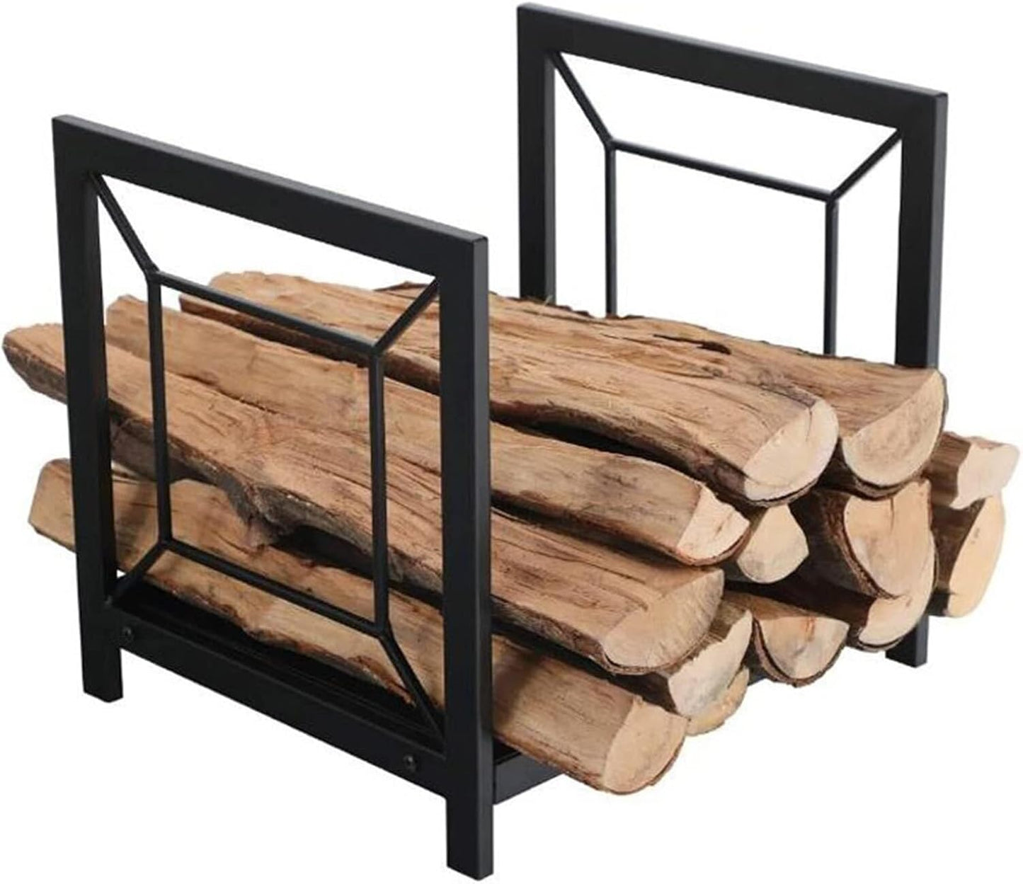 Small Firewood Log Rack For Home, Indoor & Outdoor Wood Storage Stand, Heavy Duty Steel Rack